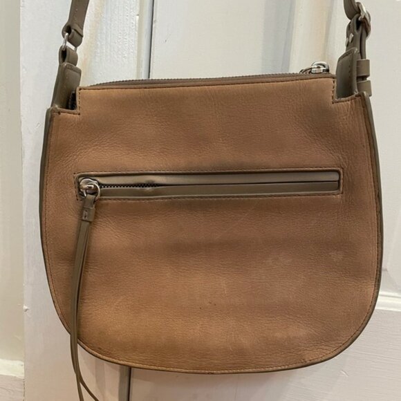 All Saints Mori Suede Crossbody in Taupe - Picture 2 of 7